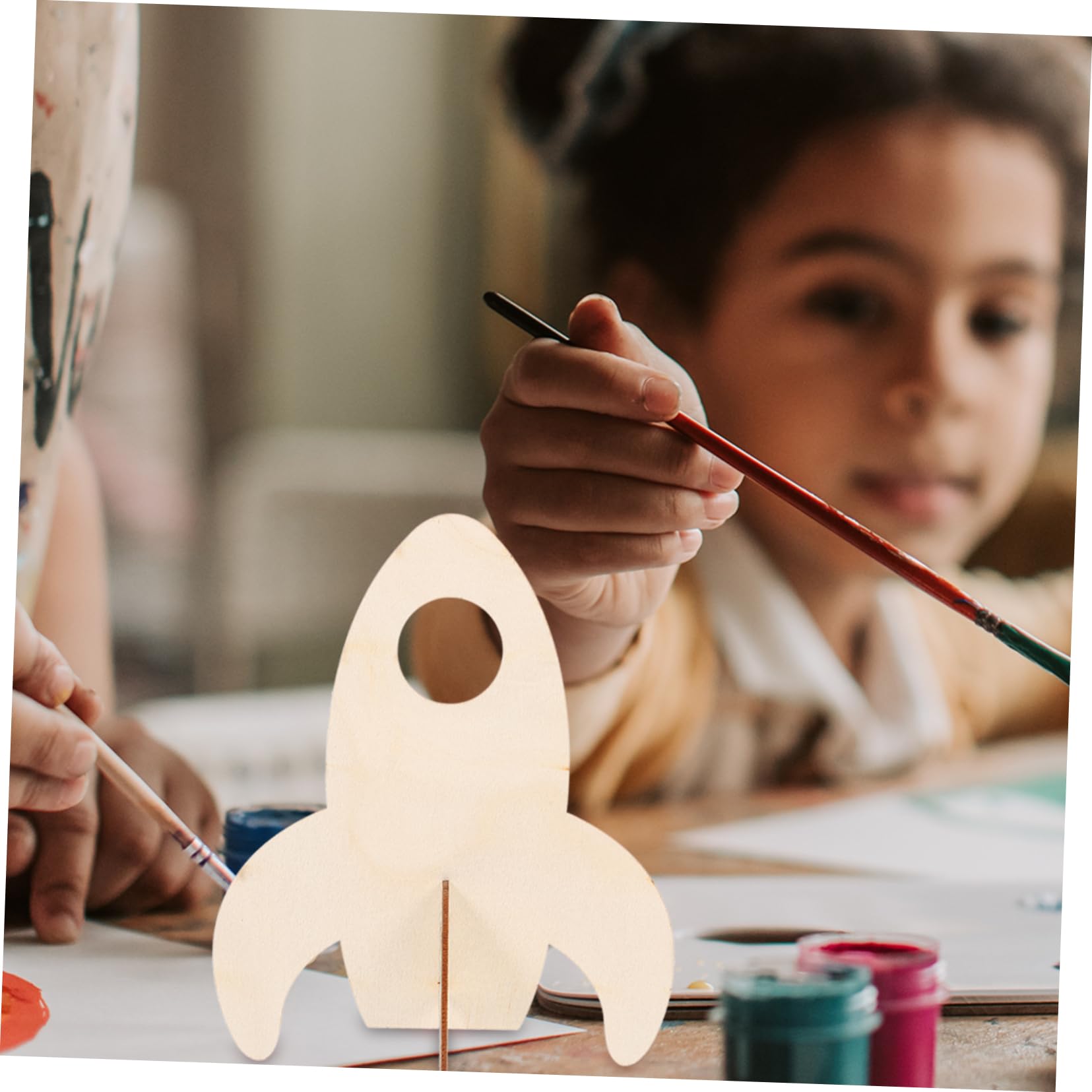 SUPVOX Hand-Painted Wooden Rocket Toys DIY Rocket Craft Kit Boys and Girls Toys 5pcs