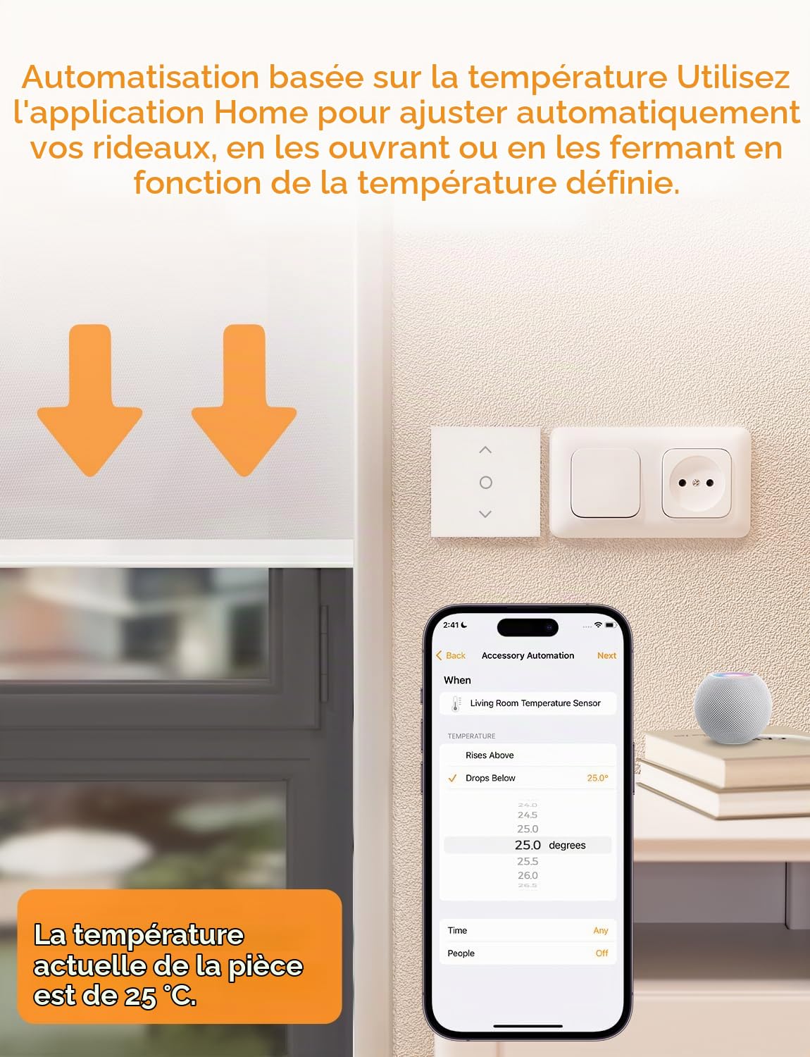 Intelligente Interrupteur Volet Roulant Connecté (FIL NEUTRE REQUIS), Interrupteur Volet Roulant WiFi Compatible avec HomeKit, Alexa et Google Home, Contrôle de Pourcentage et Contrôle à Distance