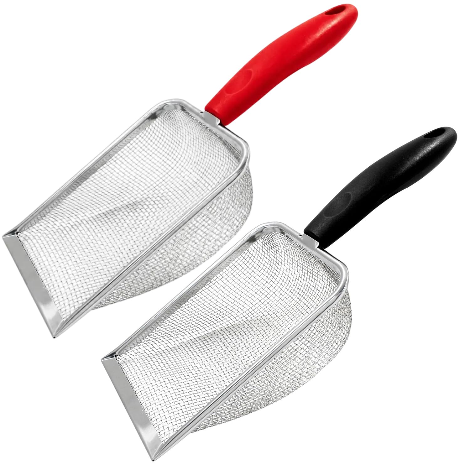 Yeesabella Beach Mesh Shovel Scoop, Metal Shark Tooth Sand Sifter for Picking Up Shells, for Kids Boys and Girls, 2 Pieces