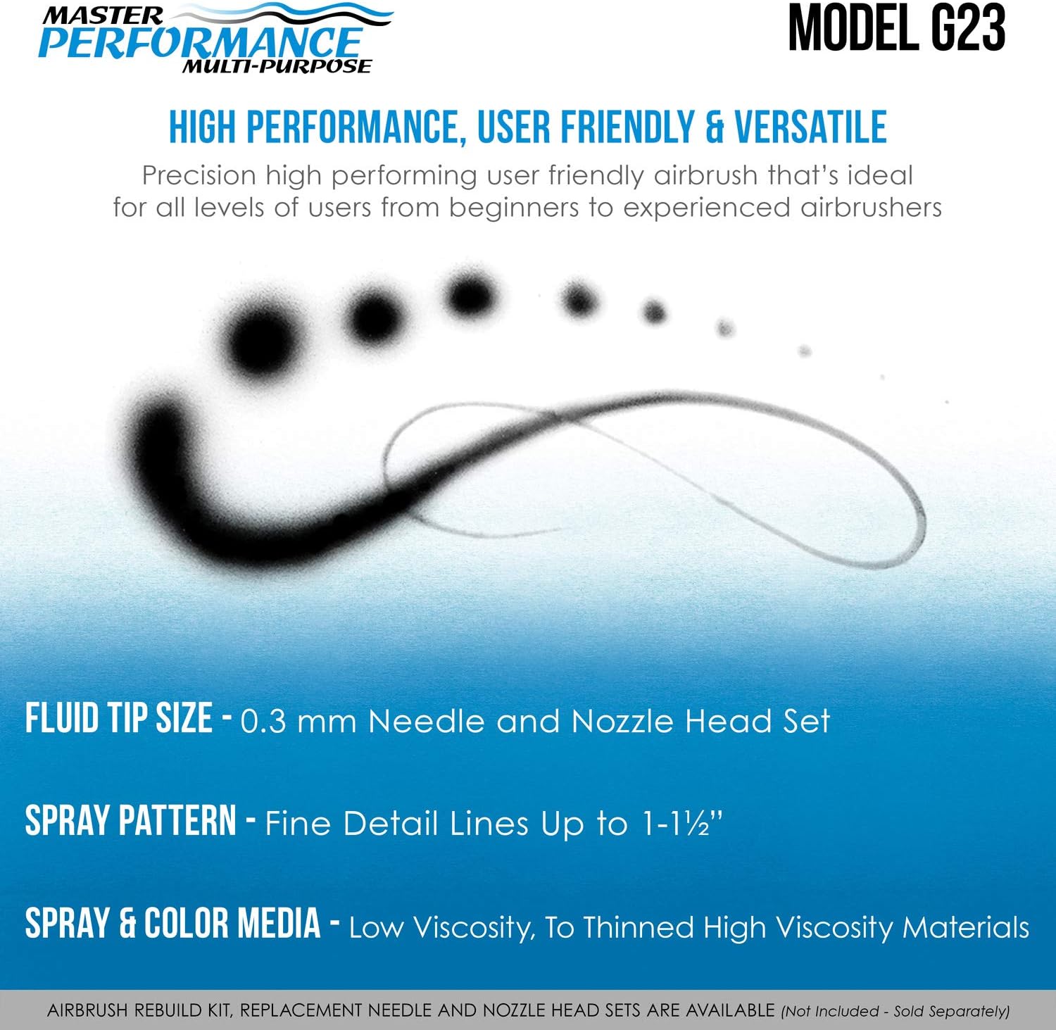Master Airbrush G23 Multi-Purpose Dual-Action Gravity Feed Airbrush Kit with 0.3mm Tip, 1/3oz Cup, Cutaway Handle - Air Brush Gun for Painting, Aerografo Body Art, Auto Graphics, & Cake Decoration