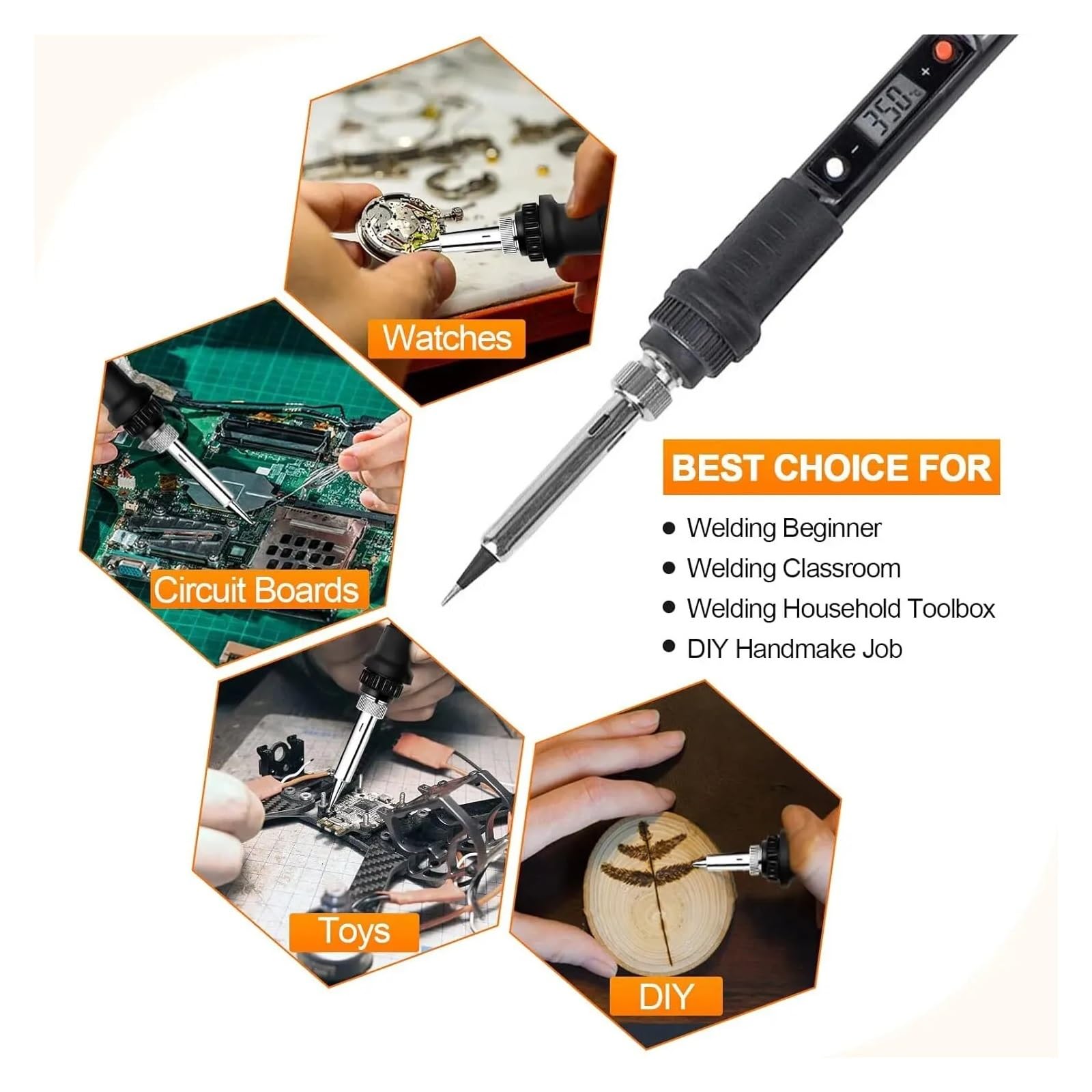 Kit De Fer À Souder Électrique 80W, Ensemble D'outils Soudage Température Réglable, Flux Soudure, Pointes, Station Travail Chauffage PréCis