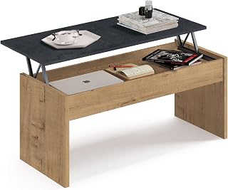 MUEBLES PITARCH | Mesa de Centro Elevable, Mesita Salón de Café, Mesa Auxiliar Comedor, Roble Gold, 47x100x50cm (Cerrada) 58x100x50 cm (Abierta), Mesita Baja para Sofá, Moderna, Modelo Oslo