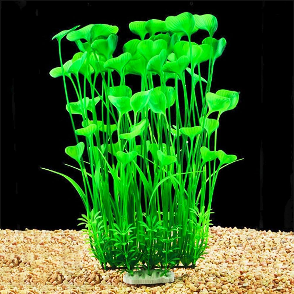 Large Artificial Plants Decoration Ornament for Fish Tank Aquarium Plastic Plants 16 inch (Green)