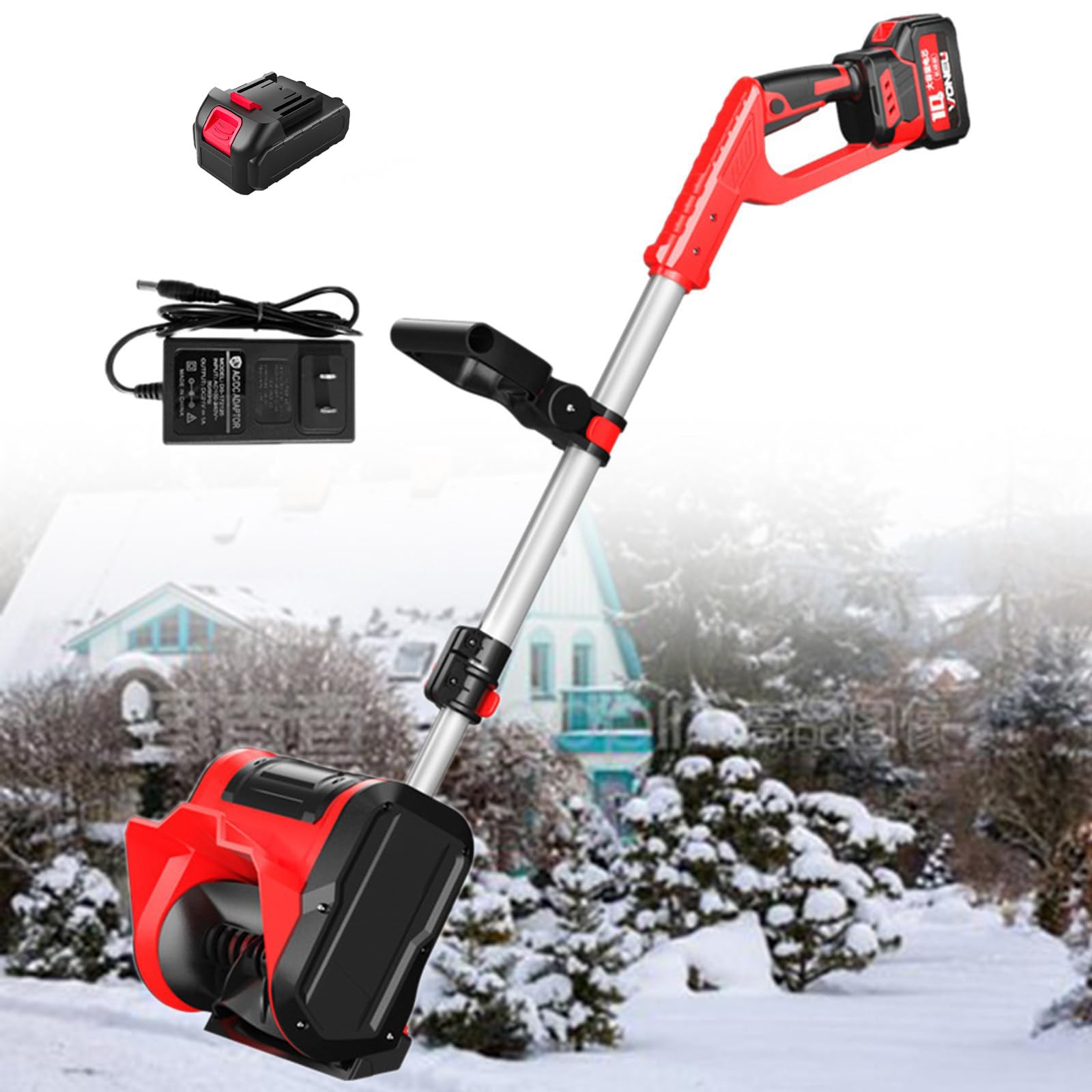 Spazzaneve Elettrico, Pala da Neve Senza Fili, spazzaneve Elettrico a Batteria da 20 V, Pala da Neve elettrica, Batteria da 4,0 Ah e Caricabatterie rapido Inclusi, per la rimozione