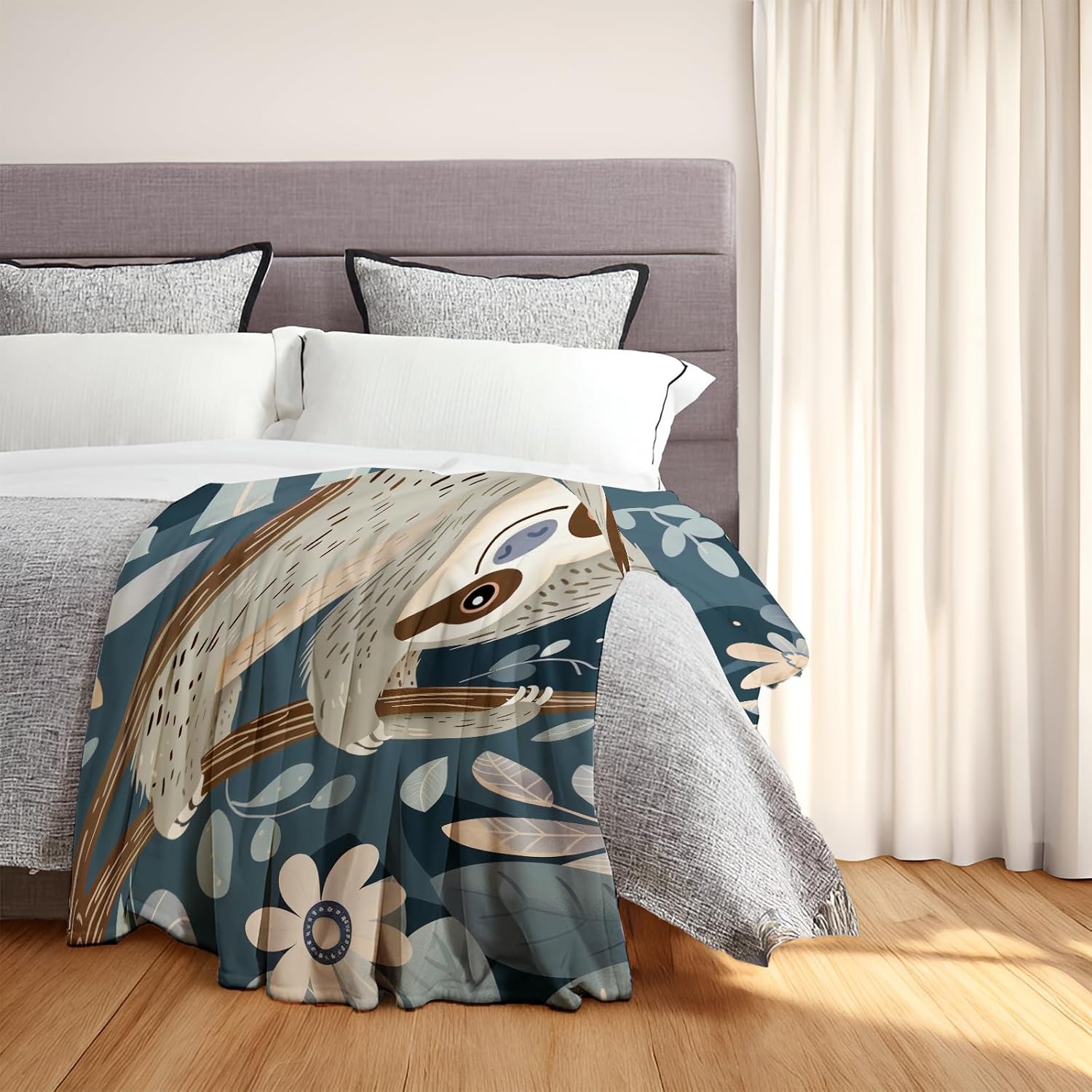 Soft and Cozy Sloth Blanket - Lightweight, Fluffy Flannel Plush Throw Blanket for Couch and Office Travel - Warm, Fuzzy Decor for Home 50×60 Inch - Image 2