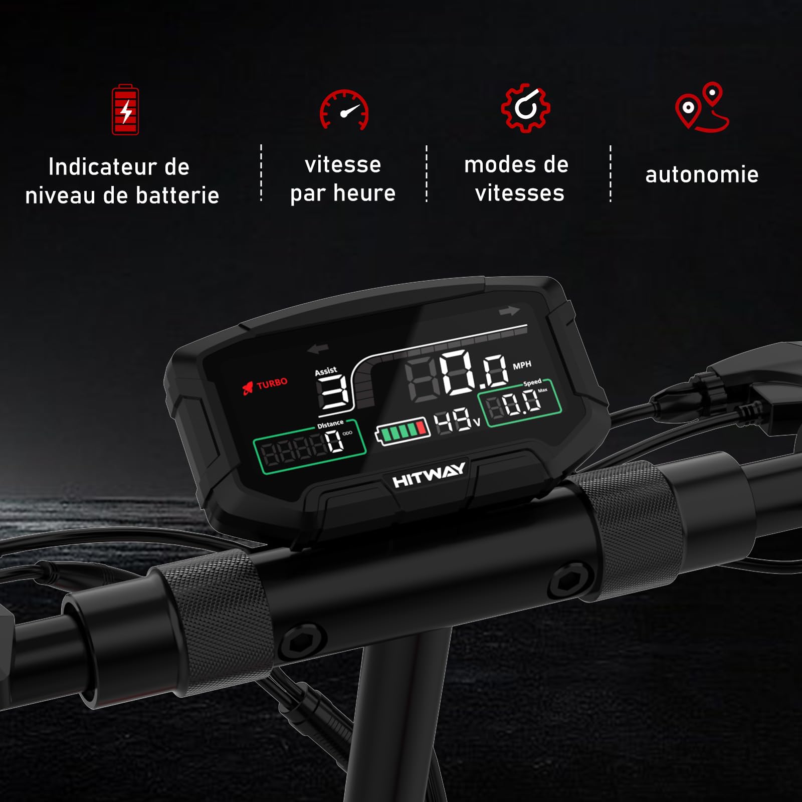 HITWAY Trottinette Electrique Adultes, Moteur 500W, Autonomie 90-110KM, APP, 10”Pneus sans Chambre à Air,Double Amortisseur, 15.6AH-27AH Batterie,3Modes de Vitesse, Vitesse de 25KM/H