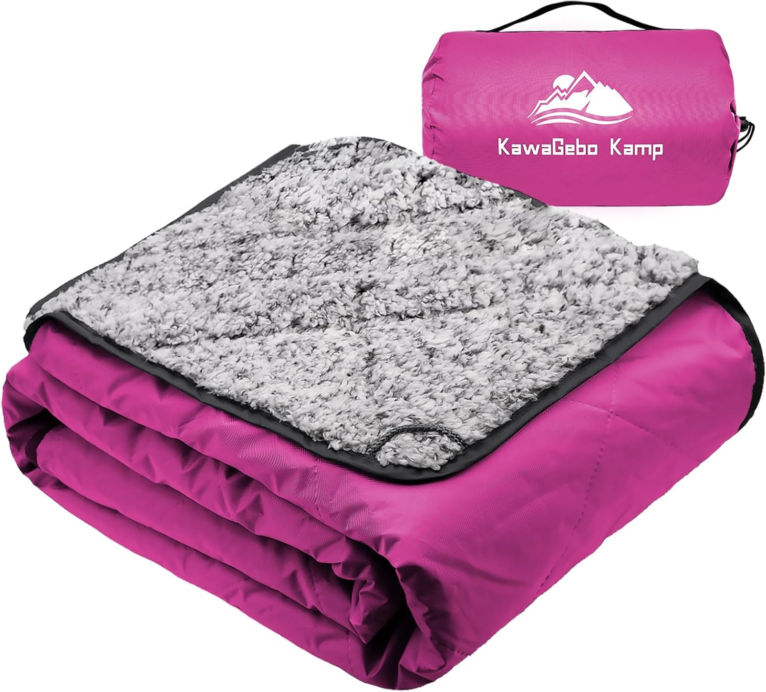 Sherpa Warm Outdoor Camping Blanket - Waterproof Stadium Blanket for Cold Weather, Camp, Sports Mom and Concert - Camping Quilt 80" X 58" (Gray)