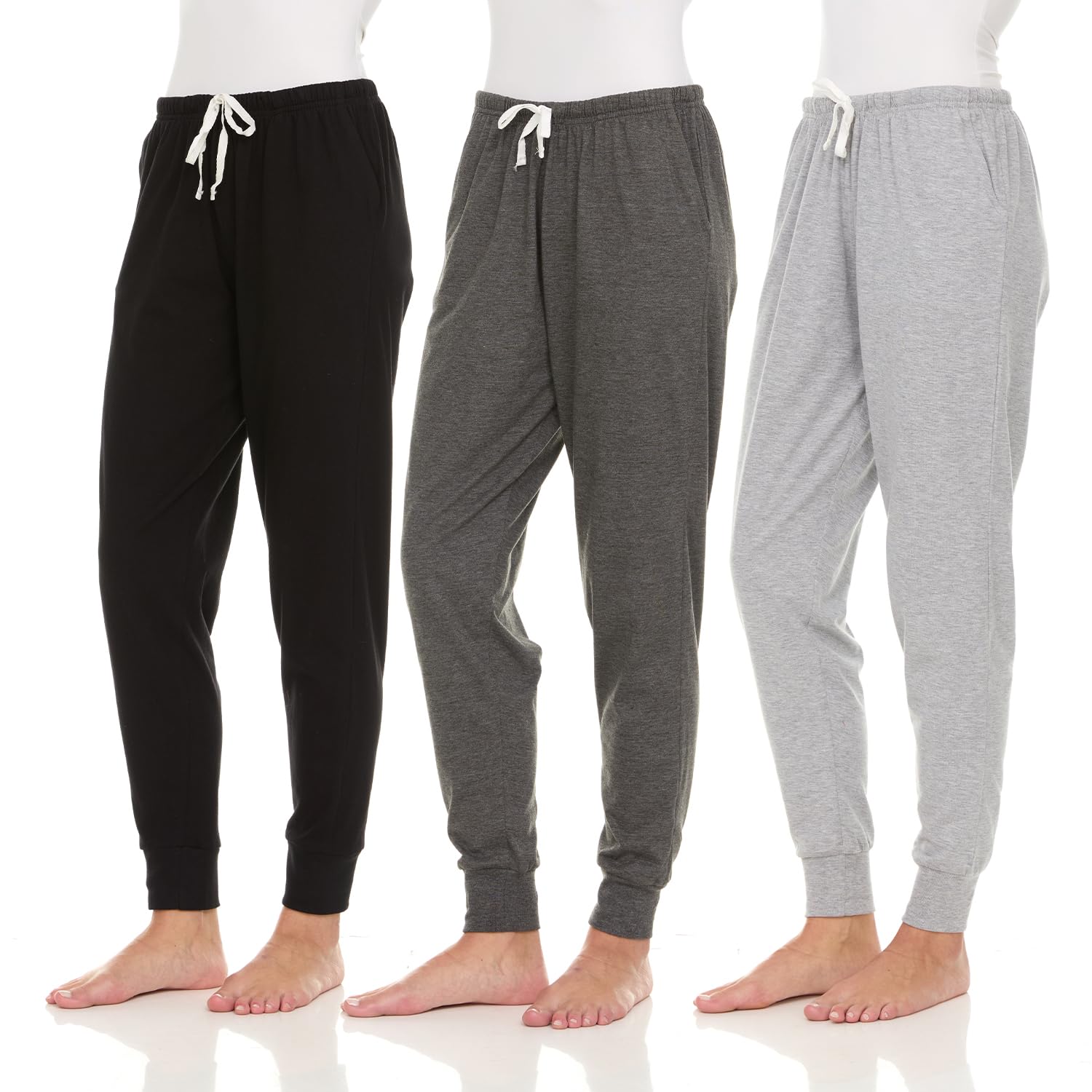 3 Pack: Womens Cotton Joggers - 100% Cotton Lounge Athletic Casual Sleep Casual Pajama PJ Pants Sweatpants