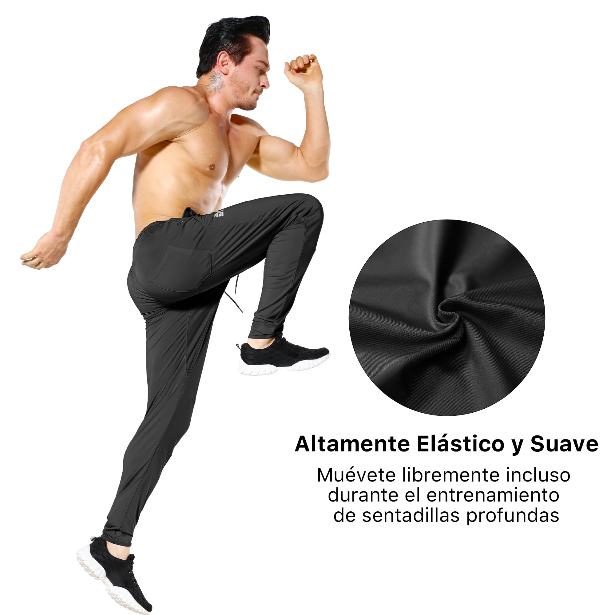 ZENWILL Pantalon Chandal Elástico Hombre Jogger Deporte Gym | Pantalon Gimnasio Hombre Cremallera Bolsillo, Pantalones Deportivos Ligeros Hombre, Pantalón Chandal Largo Entrenamiento