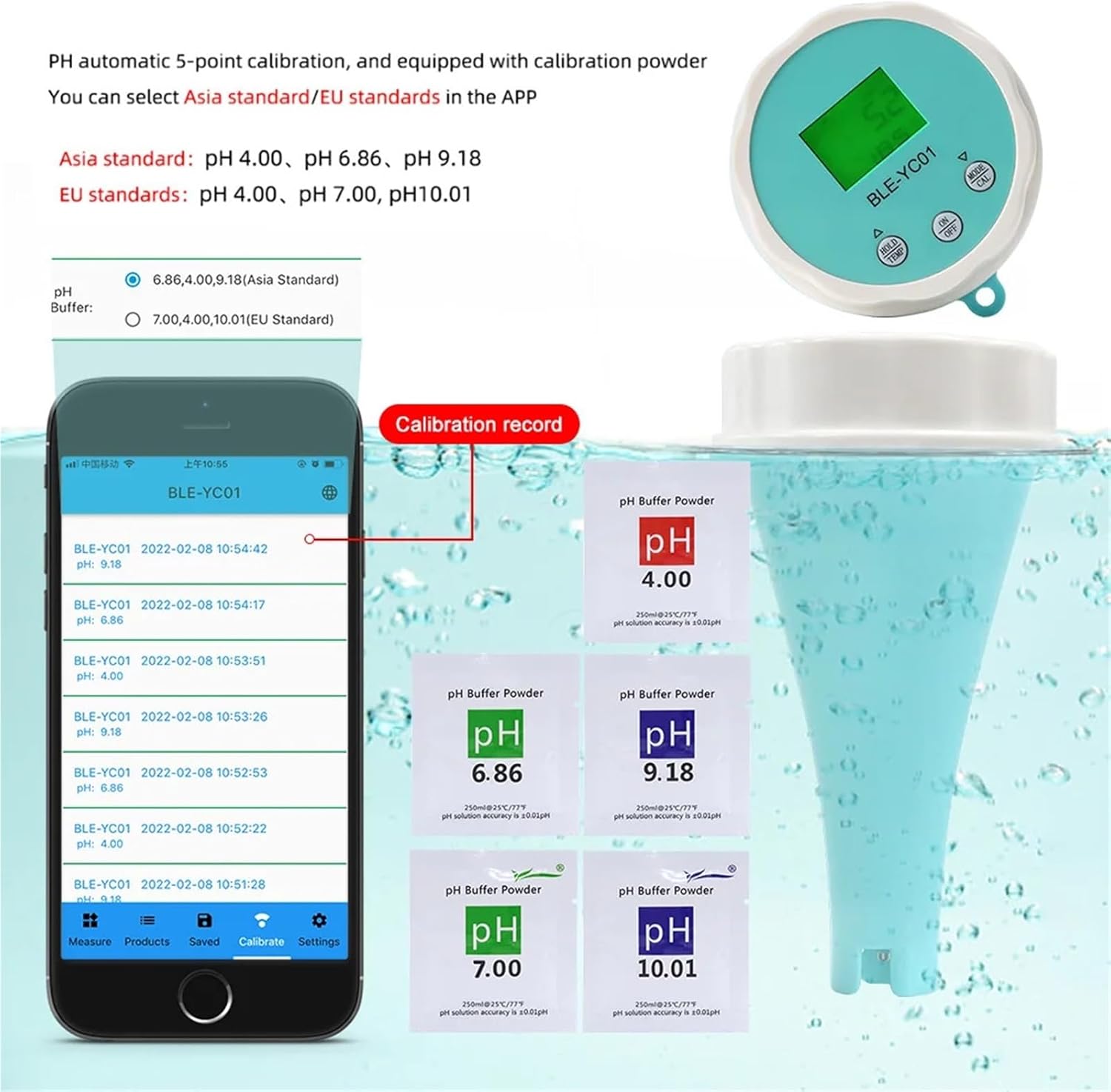 6 in 1 Swimming Pool Water Quality Detector PH EC TDS ORP Temperature Calibrat Chlorine BT APP Online Monitor Water Tester