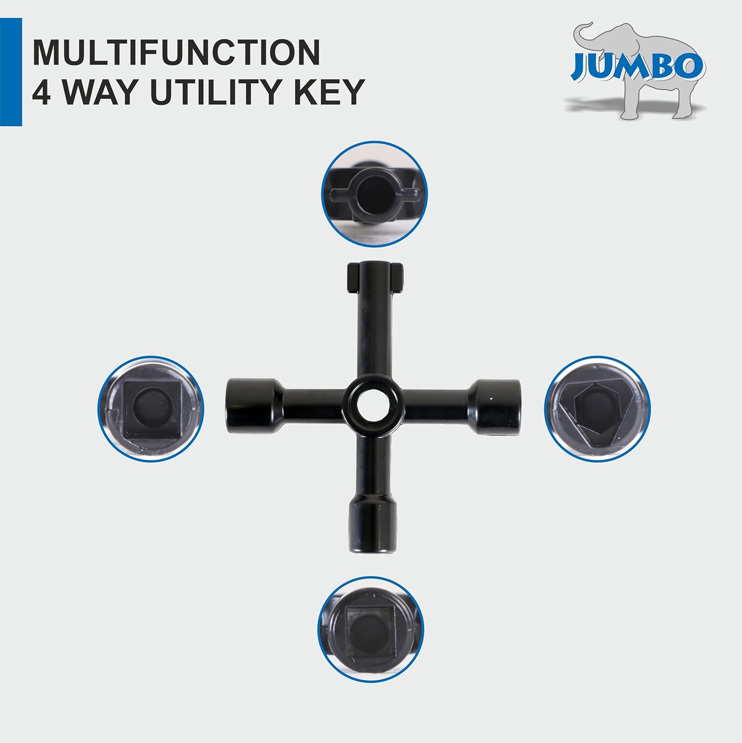 JUMBO 16" Water Meter Key with 4 Way Sillcock Key and 4 Way Multi Utility Key