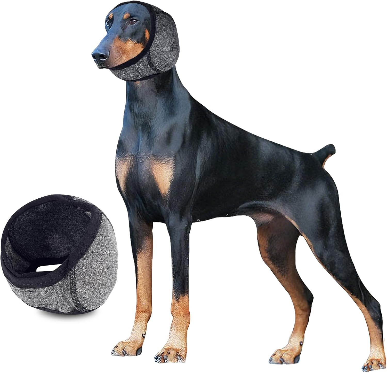 Dog Calming Hoodie,Ear Wrap Hematoma for Dogs,Dog Ear Muffs Noise Protection, Adjustable Head Cover for Anxiety Relief (Grey, Large(Head Circle:18"-24",Weight:66-94 lb))
