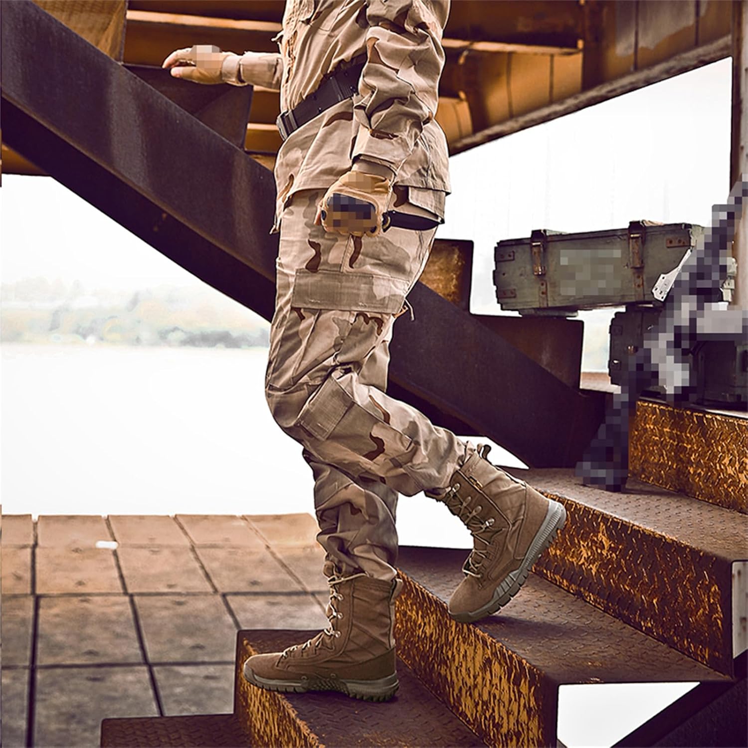 JiuQing Mens Military Boots Mid High Rise Combat Boots Lightweight Trekking Backpacking Work Boots