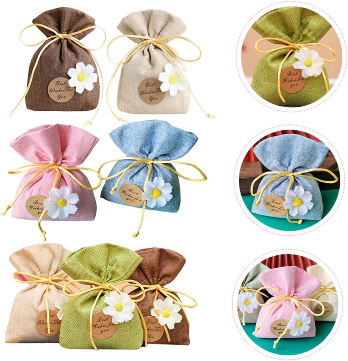 BCOATH 7pcs Drawstring Party Favor Bags Mouth Pouches for Storage for Party Favors Small Bag Bulk Decoration Pack
