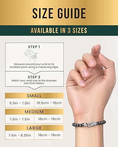 Miniatura 6 de MagnetRX Pulsera magnética de hematita, piedras magnéticas de máxima fuerza con dijes de acero inoxidable, elegantes pulseras de cuentas de hematita
