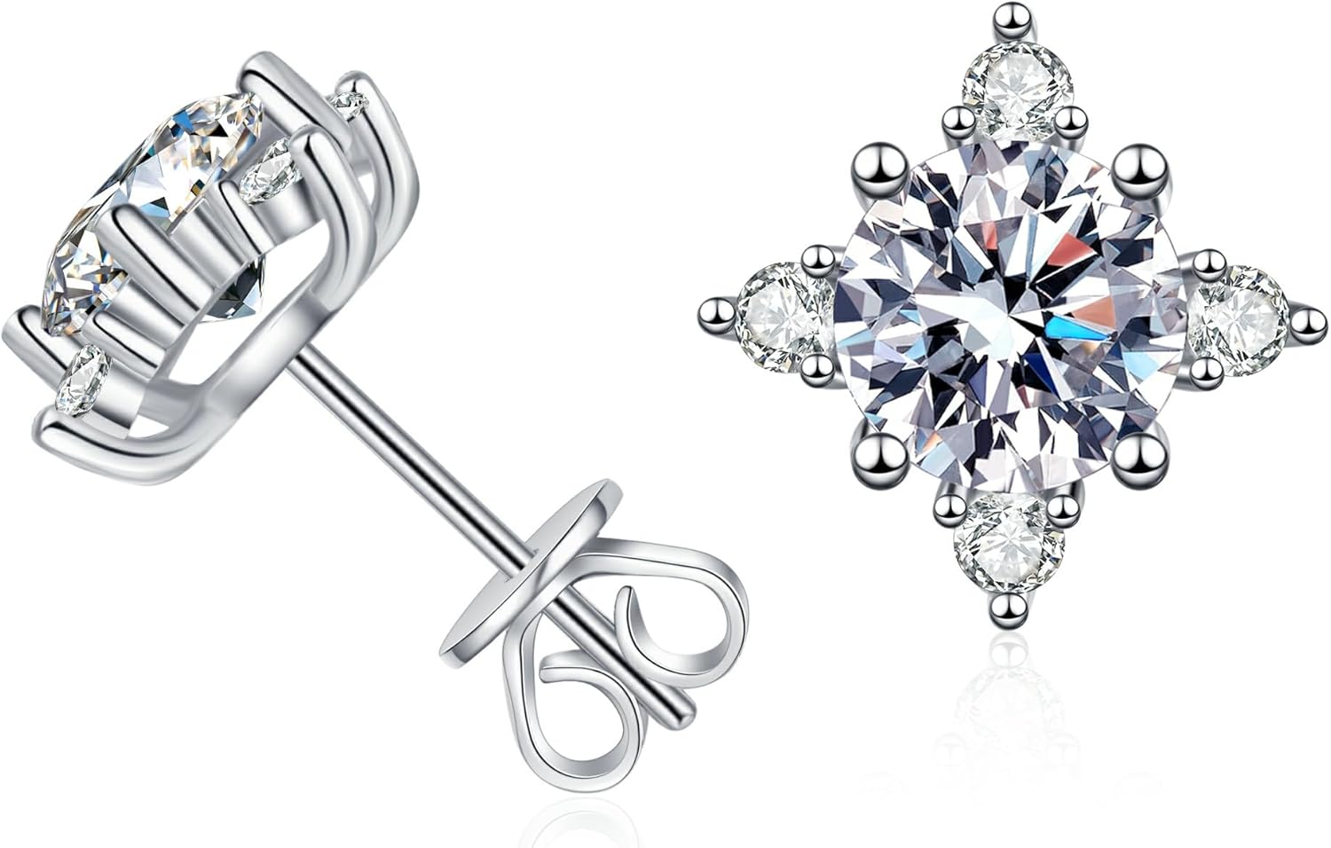 Moissanite Star Design Stud Earrings for Women & Men, 1 Carat Hypoallergenic 925 Sterling Silver, Gift for Wedding, Engagement Jewelry, Prom Jewelry 2026, Spring Bridal Shower Gift for Her