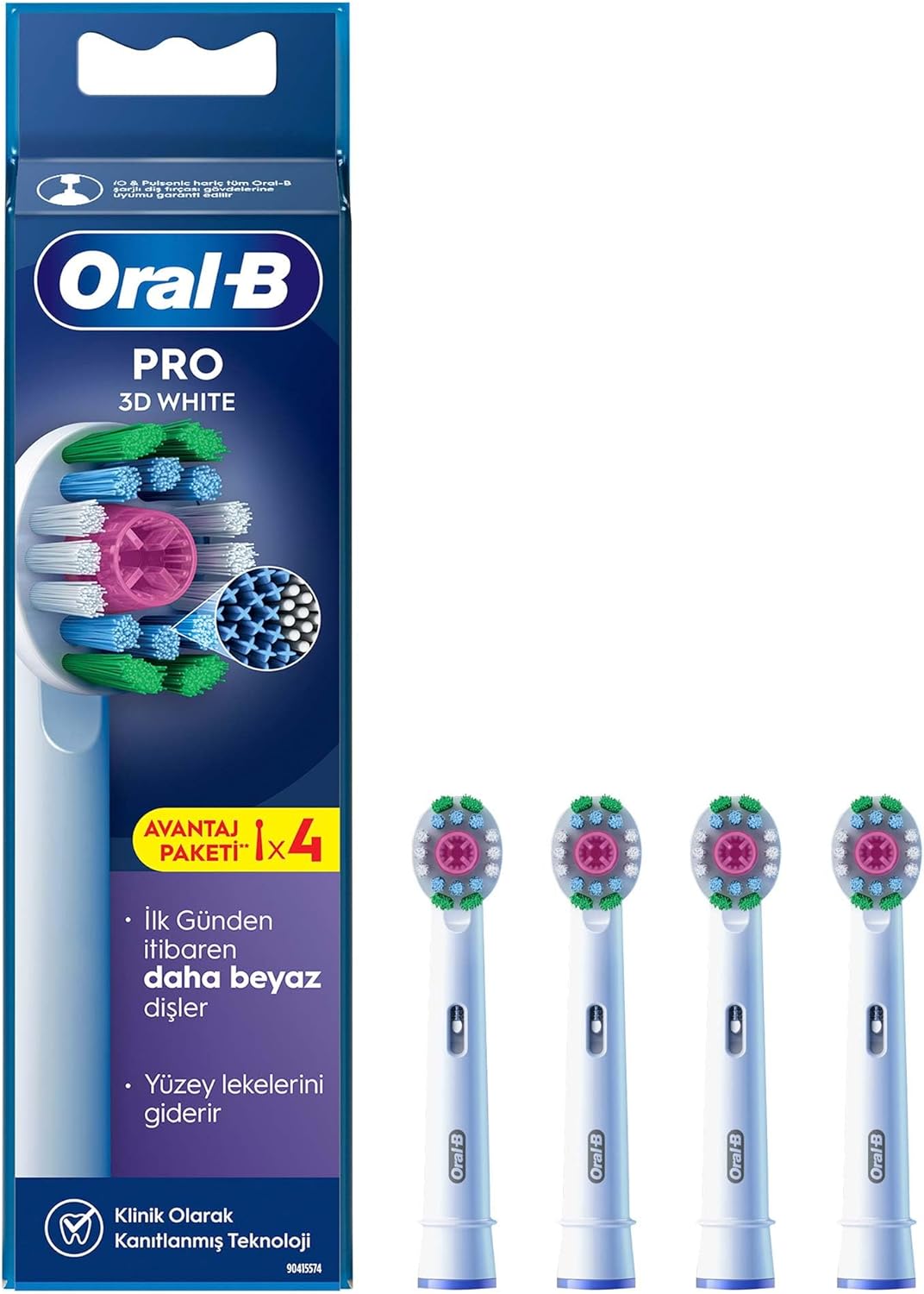 Oral-B 3D White X-Filament Şarjlı Diş Fırçası Yedek Başlığı 4 Adet