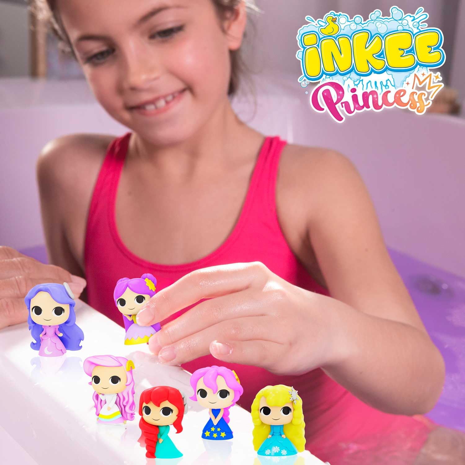 INKEE Surprise Princess – Zestaw 3 Bomb do Kąpieli dla Dzieci z Niespodzianką Księżniczki, 3x Kule do Kąpieli z Figurką Księżniczki, Aromat Waty Cukrowej i Olej Migdałowy