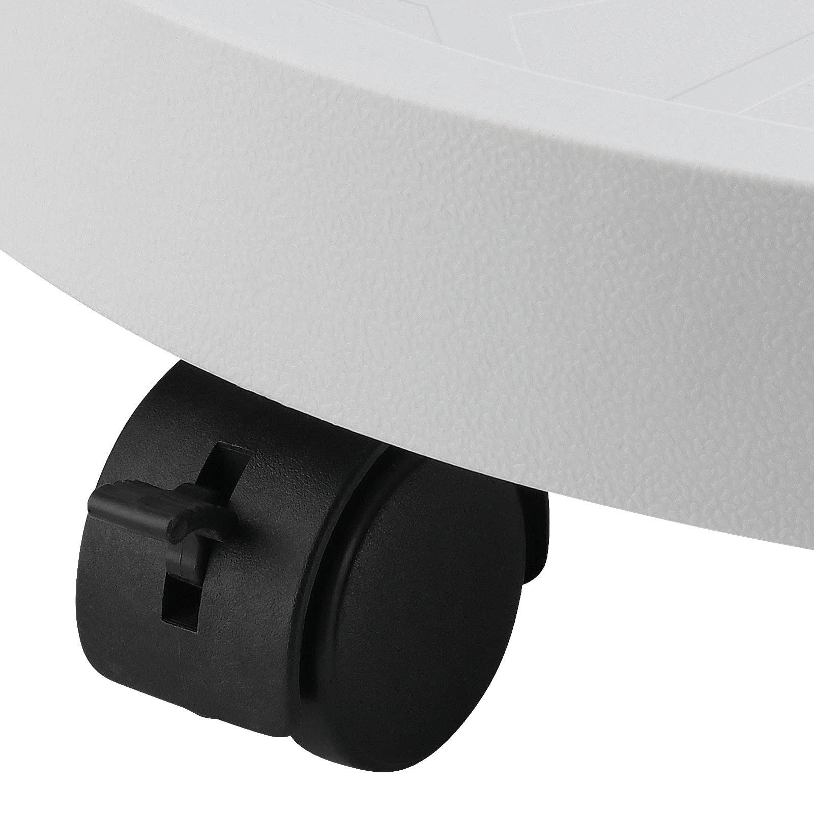JOIKIT Lot de 4 paniers ronds de 33 cm avec 4 roues, capacité de 59,9 kg, support à roulettes pour pot de fleurs d'intérieur et d'extérieur, blanc