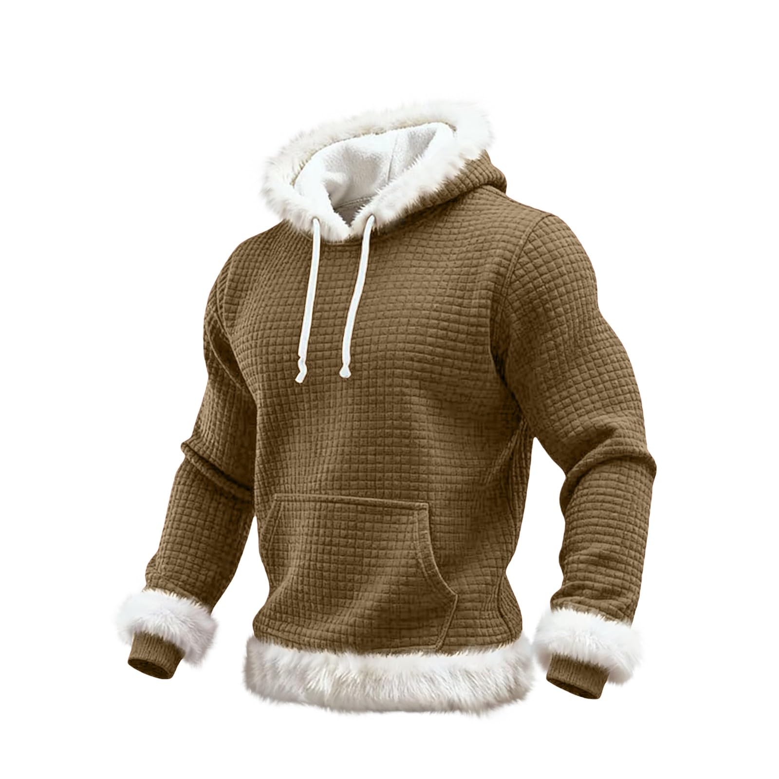 Chaqueta Verano Hombre Sudadera con Capucha De Forro, Estilo Oversize, Tallas Grandes, Manga Larga, Casual, Ideal para Invierno. L (Khaki, S) Camisa Sin Mangas Ropa Cortavientos
