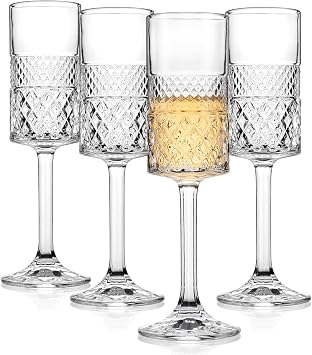 200ml Champagne Flutes Set of 4, Crystal Champagne Prosecco Glasses, Lead-Free Square Champagne Flute Glass, Gift for Birthday, Wedding, Anniversary, Celebrations
