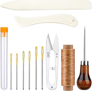Wonvoc 12 Pieces Bookbinding Kit with Bone Folder Tool | Book Binding Awl, Book Binding Waxed Thread Book Making Tools for DIY Book Binding, Journal Making, Leather Craft
