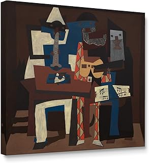 Niwo ART - Three Musicians I, World's Most Famous Paintings Series, Canvas Wall Art Home Decor, Gallery Wrapped, Stretched, Framed Ready to Hang (16"x16"x3/4")