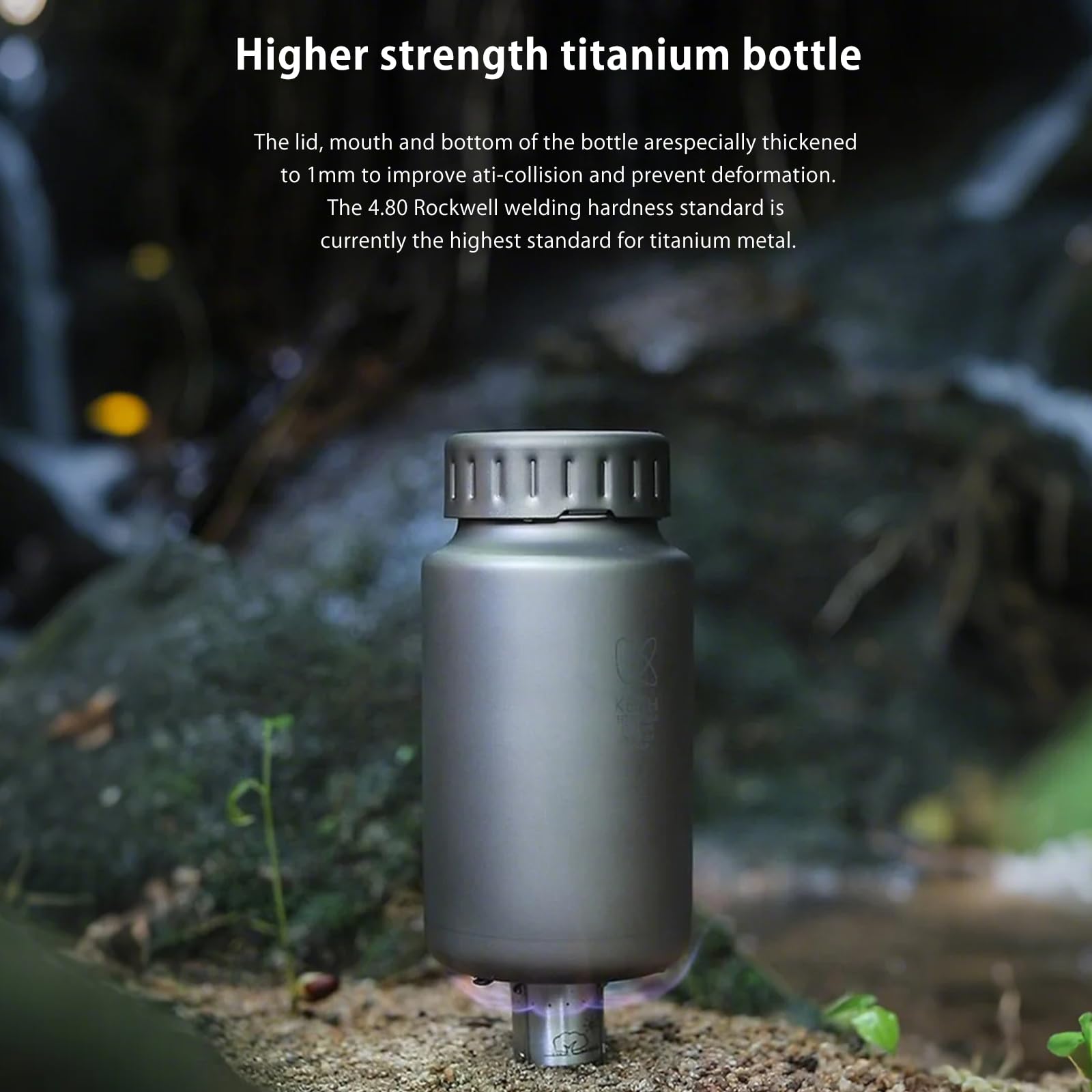 Keith Titan-Wasserflasche, leicht, weite Öffnung, Camping-Wasserflasche, Becher, Wandern, Klettern, Radfahren, mit Aufbewahrungstasche (900ml Ti3035)