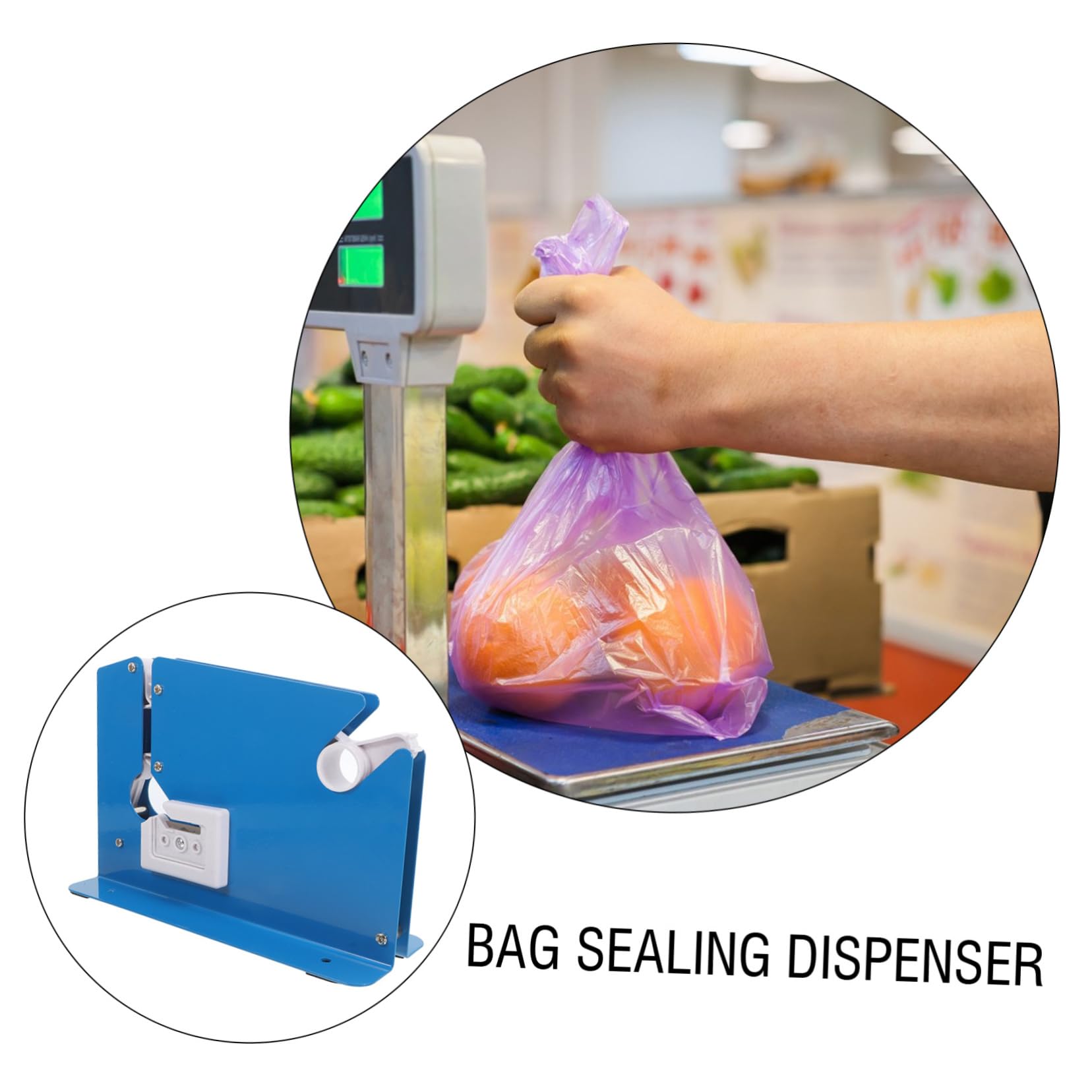 ABOOFAN Sigillatrice per Sacchetti da Supermercato, Chiusura Sicura per Verdure e Buste della Spesa, Ferro e Plastica, per Ristoranti e Mercati Freschi