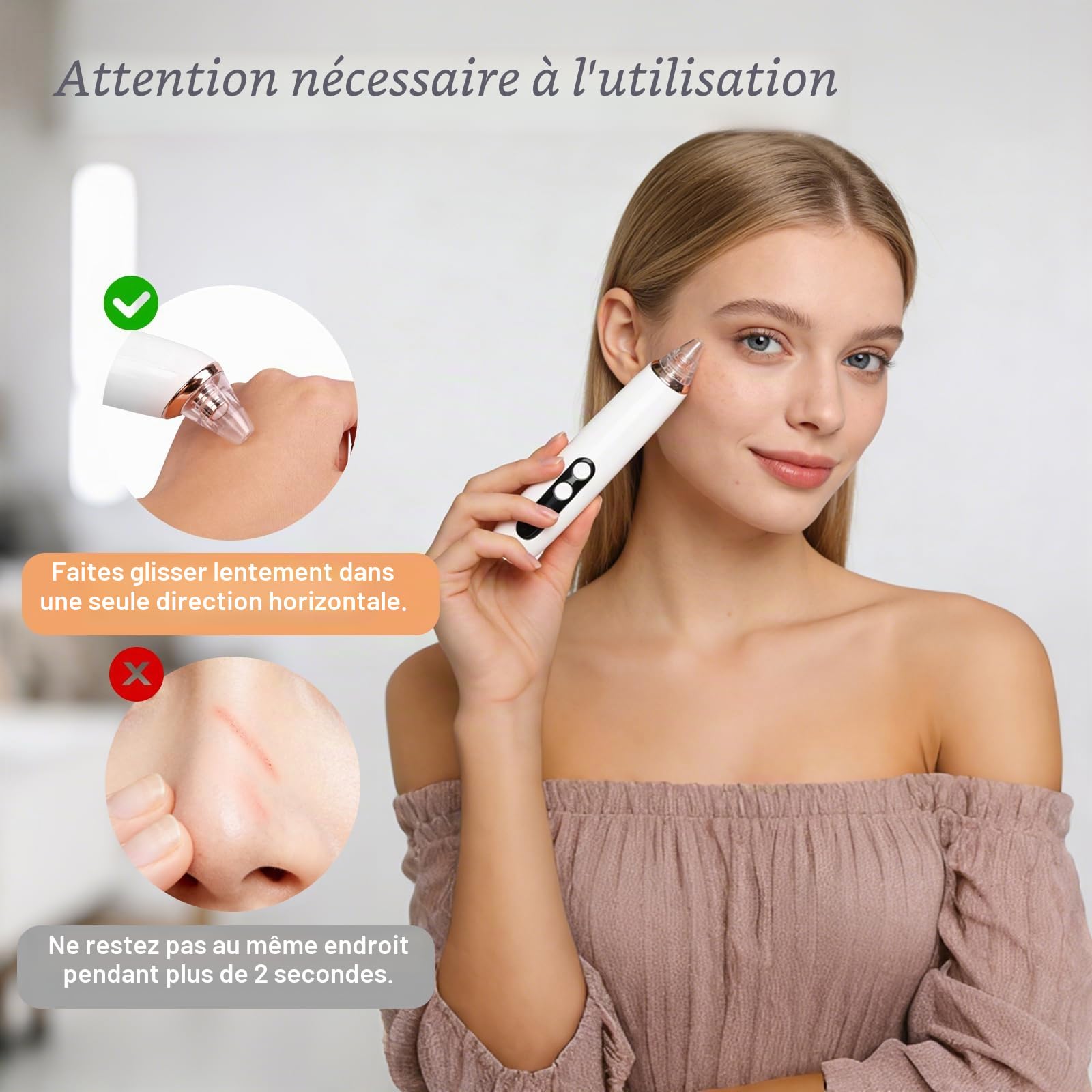 Aspirateur Point Noir 6 Sondes et 3 Modes, Extracteur Point Noir pour l'élimination des Blackheads, Boutons, Graisse