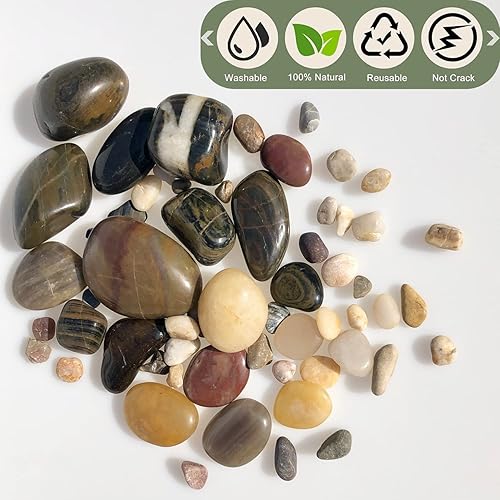 Miniatura 4 de Tunleki Rocas de río de 5 libras para paisajismo de 1.4 a 1.7 pulgadas, guijarros pulidos decorativos para plantas, piedra decorativa de jardín,