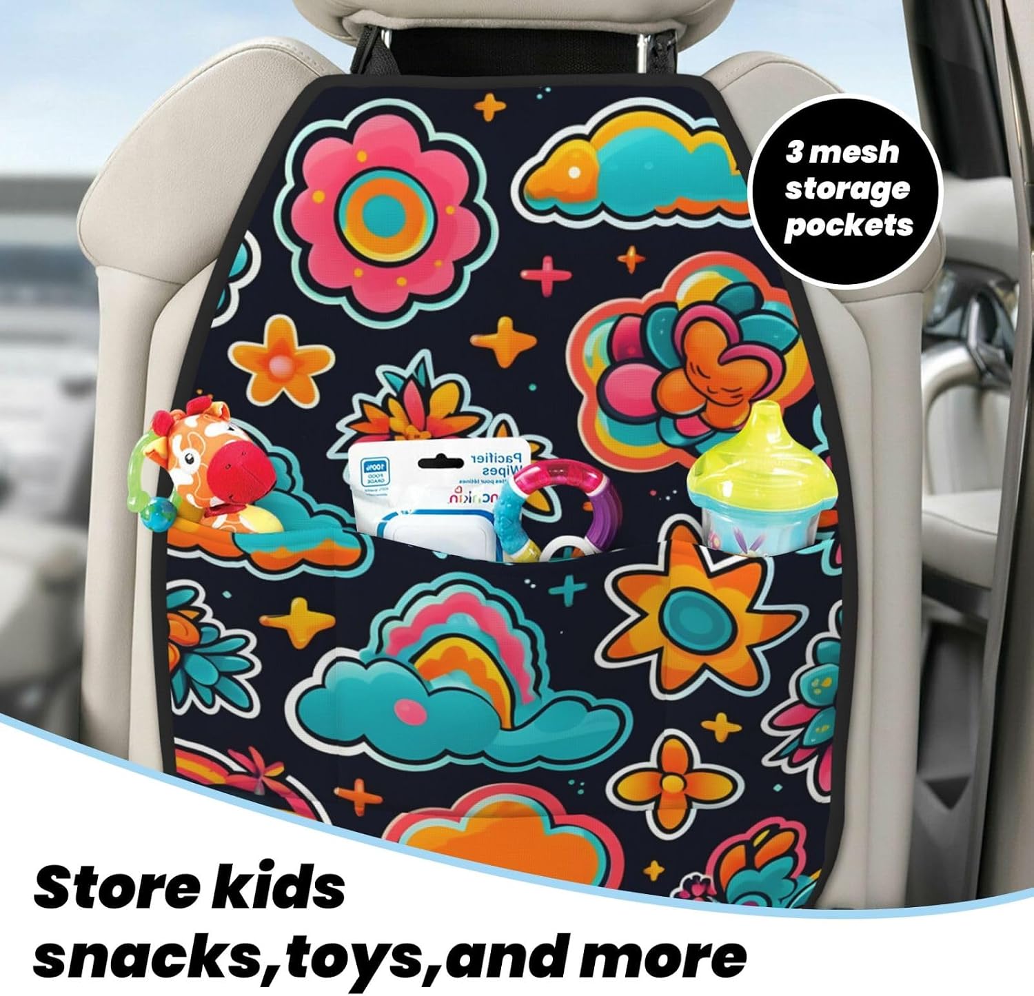 Car Seat Back Kick Protector 2 Pack 18.5" x 26.4", Image00302 Upgraded Large Rear Seat Cover for Dirty Shoes Kids Pets, Waterproof Oxford Fabric Anti-Kick Pad for SUV Jeep Truck Sedan