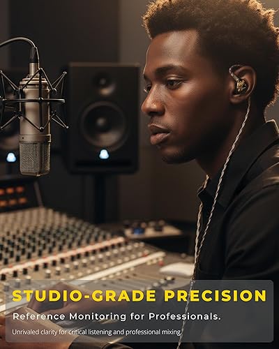 Miniatura 5 de Essonio ES-C19 - Monitores intrauditivos, 5 Knowles BA Drivers IEMs con cable, auriculares audiófilos con cancelación de ruido, monitor vocal de