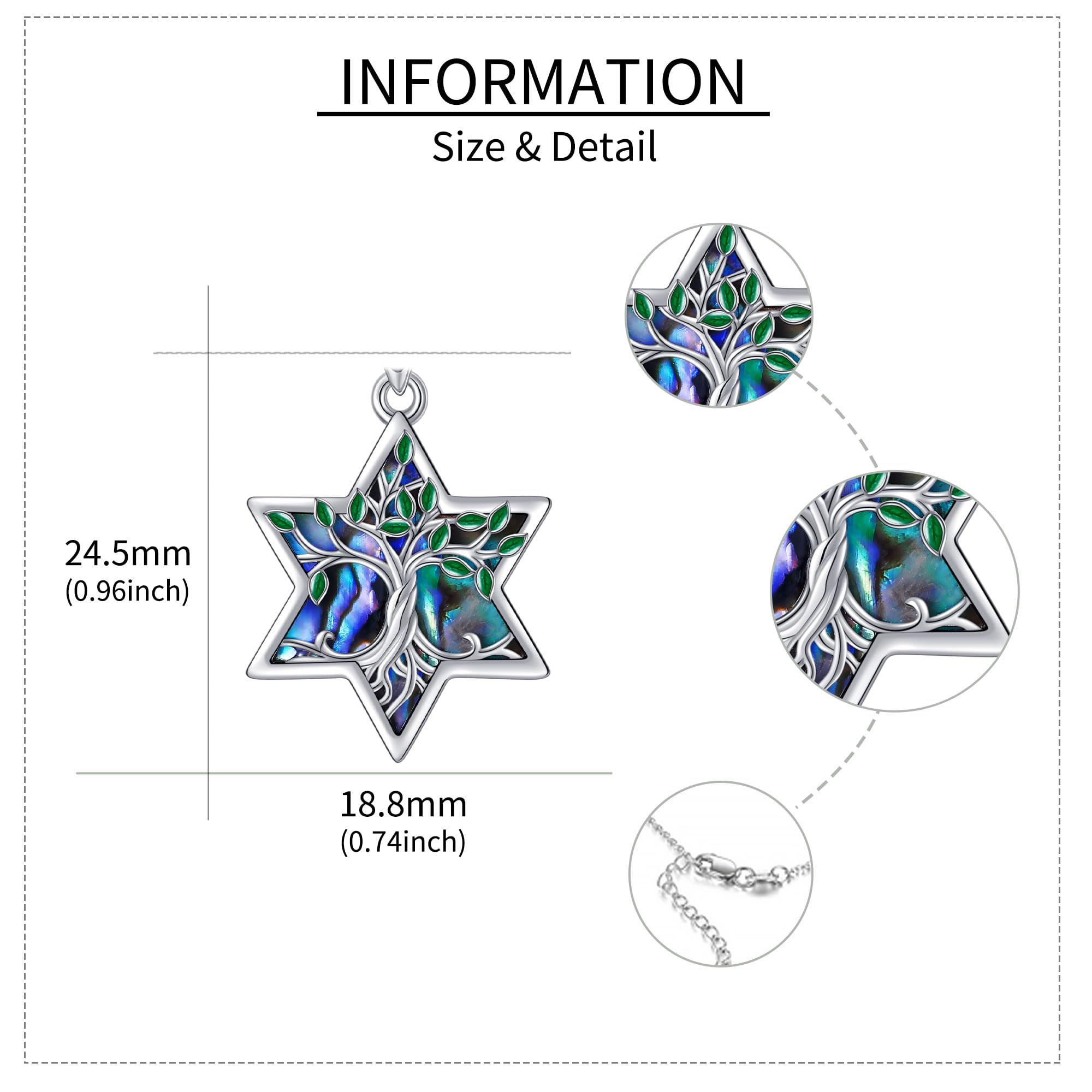 URONE Collana con stella di David, in argento 925, con ciondolo a forma di stella ebrea, regalo religioso per donne e uomini, 22 mm, Argento sterling, Non pietra preziosa