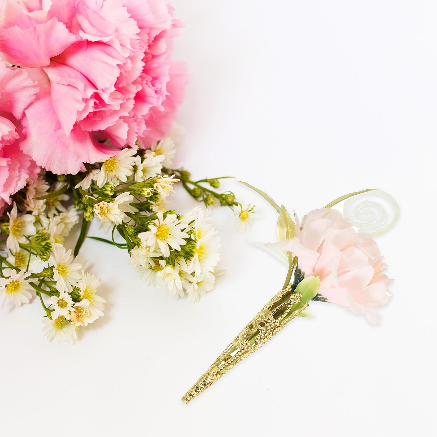 M METERXITY 10 Pcs Decorative Corsage Display Stand - Lapel Pin Brooch Vase Apply to DIY/Prom/Wedding/Craft, (41mm, Gold Tone) image 3