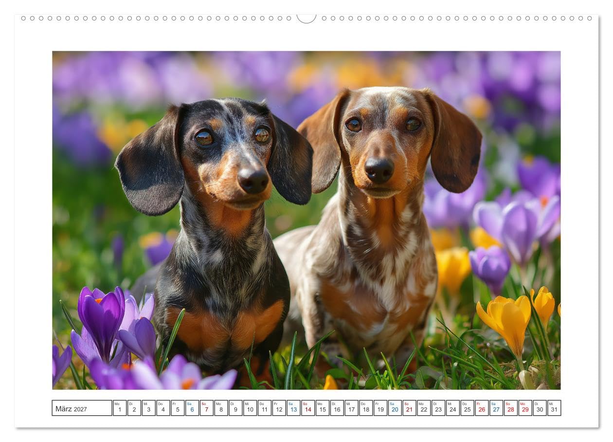 Kleine Beine, großes Glück (Wandkalender 2027 DIN A2 quer), CALVENDO Monatskalender: Dieser Dackelkalender begleitet dich mit 12 Monaten voller ... und herzerwärmender Momente. (CALVENDO Tiere)