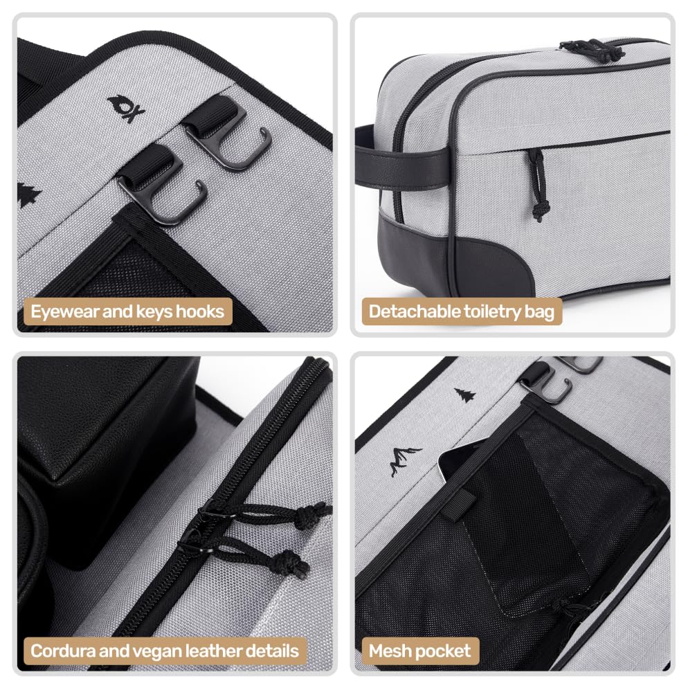 Image of Living in a Bubble Seat back Organizer - Magnetic Toiletry and Cooler Pouch, Cordura Car Backseat Storage with Device Holder & Hooks, Multi-Compartment Utility Bag for Campervans & Family Travel