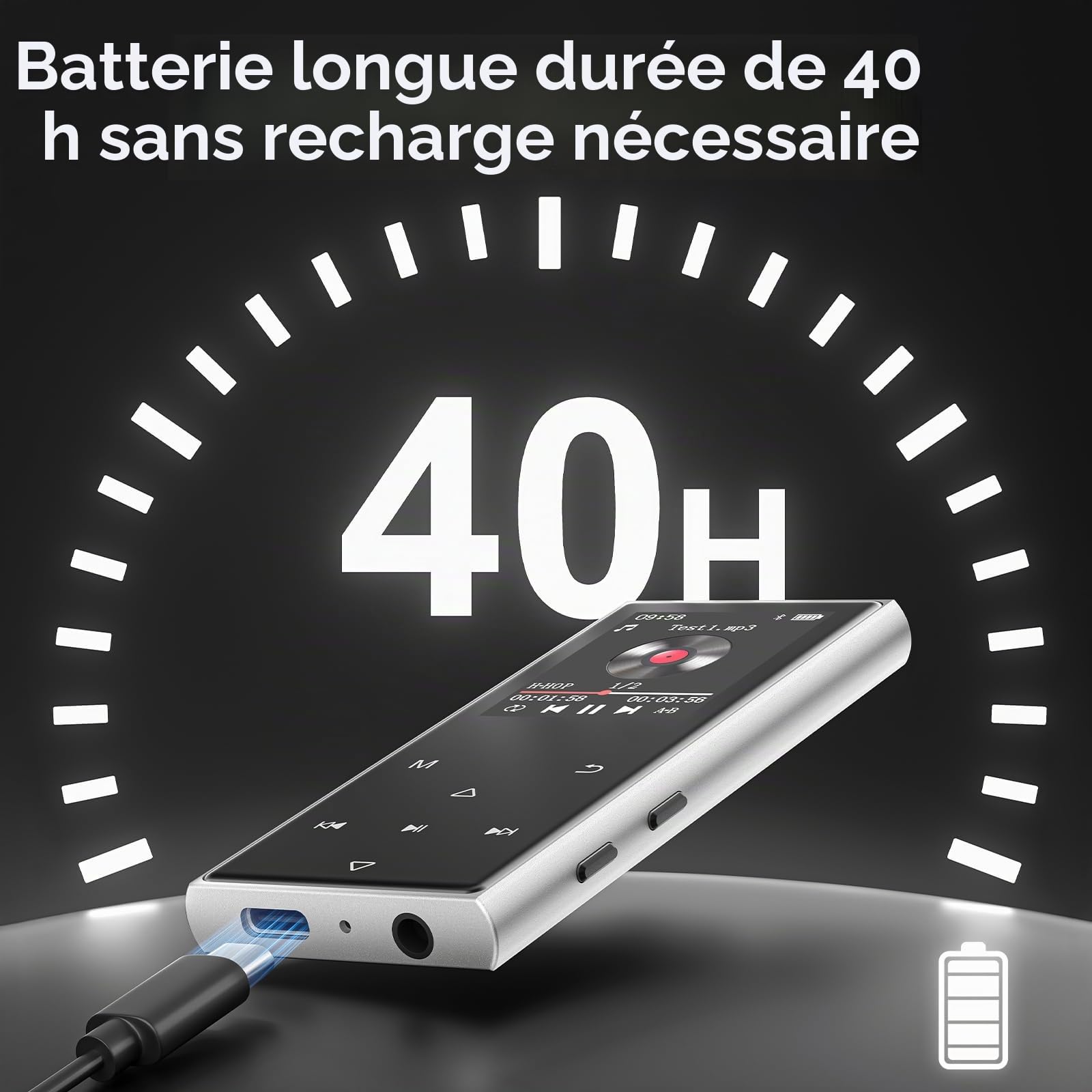 Lecteur MP3 Bluetooth 5.3, Lecteur MP3 Enfant 128 Go, Haut-Parleur