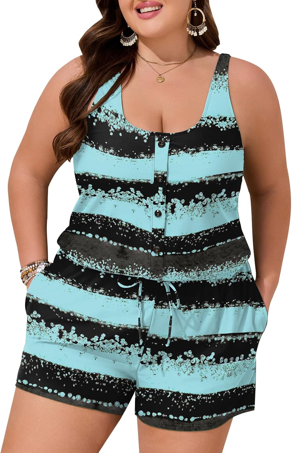 Summer Mae Plus Size Swim Romper One Piece Swimsuit Women Blouson Bathing Suit with Pockets 2026 Modest Swimwear