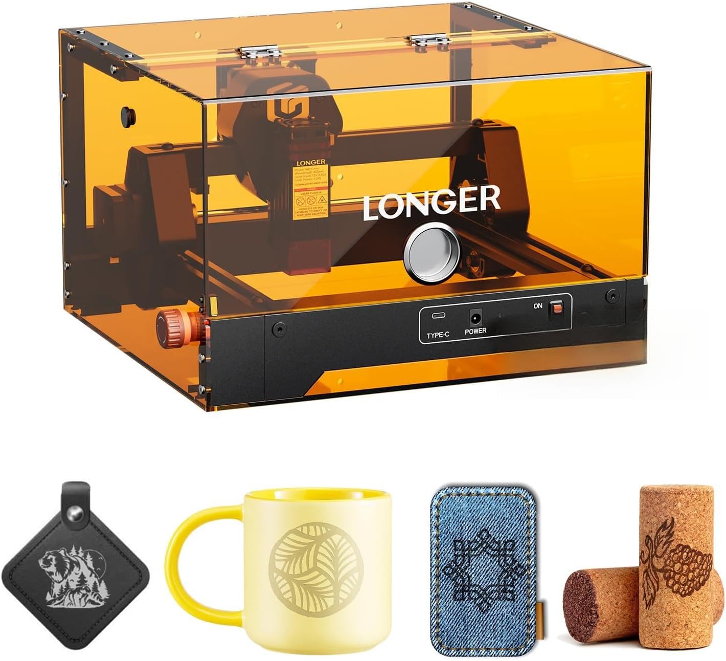 LONGER Ray5 miniS 2.5W Laser Engraver, 2500mW High-Precision Desktop Cutter, 12000mm/min Engraving, 0.04mm Detail, 130×140mm Work Area, Acrylic, Wood, Leather, Beginner-Friendly