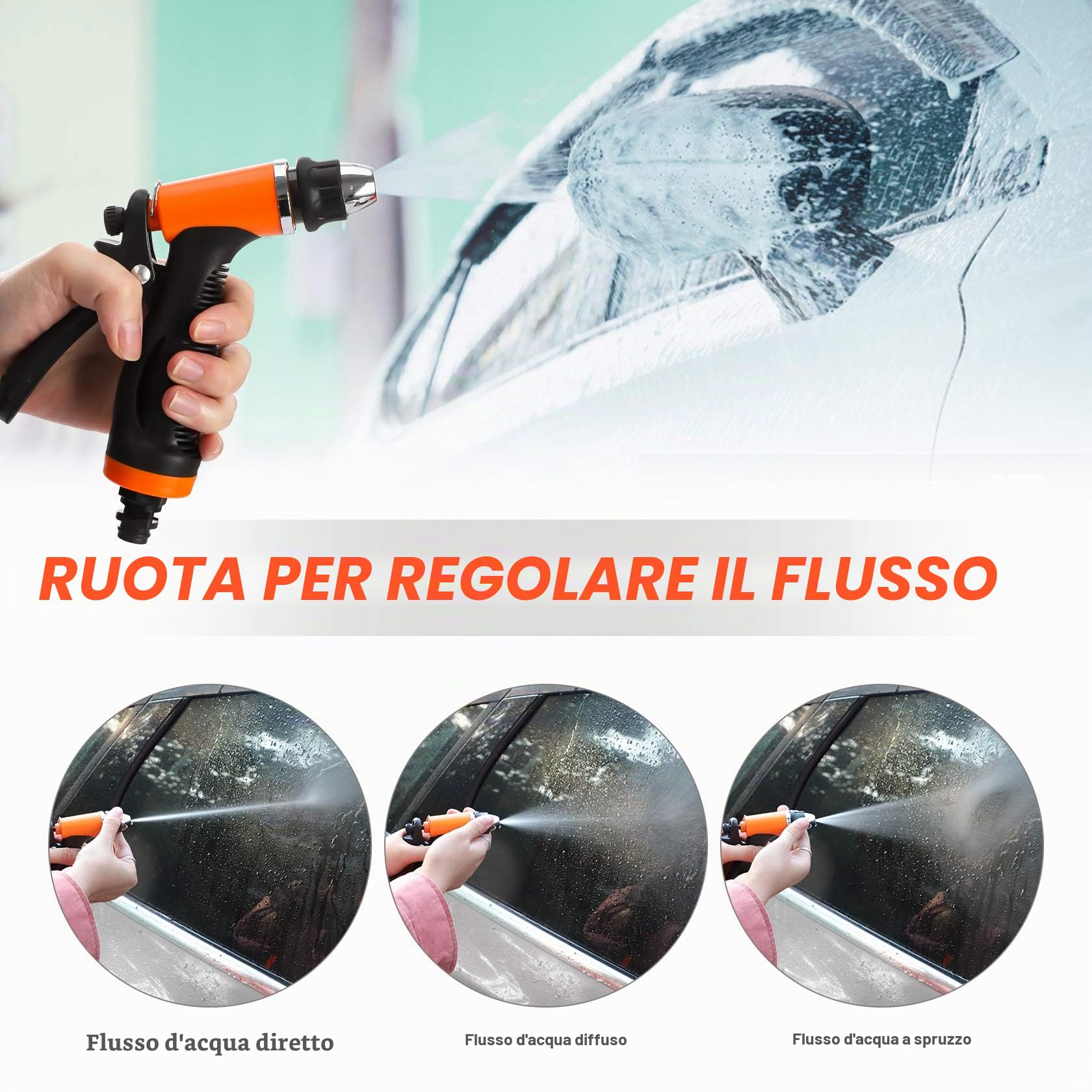Pindex Pompa Acqua 12 V Autoadescante con Pistola a Spruzzo d'Acqua 100 W, Pompa a Membrana 12 V Per Camper, Campeggio, Barca, Roulotte, Pulizia Auto