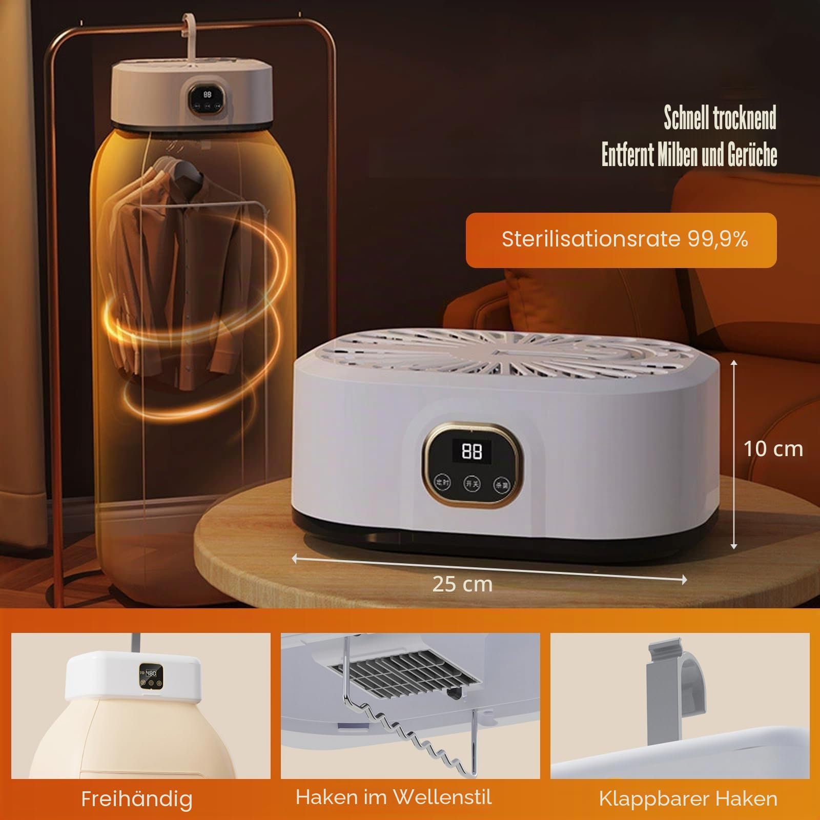 Wäschetrockner Klein, 600W Mini Trockner, Electric Clothes Dryer mit Timer und Aromatherapie-Funktion, Tragbarer Wäschetrockner für Geschäftsreisen, Schlafsäle, Wohnungen, Hotels