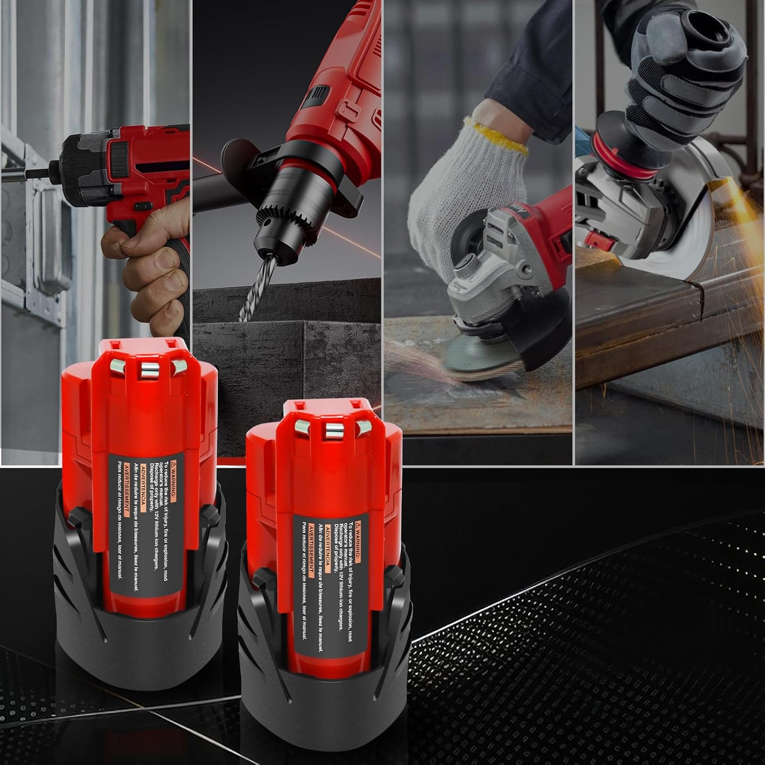 2 Pack 12V 3000mAh Lithium-ion Replacement Battery Compatible with Milwaukee M12 12V Battery 48-11-2411 48-11-2420 48-11-2401 48-11-2402 12 Volt M12 Cordless Power Tools