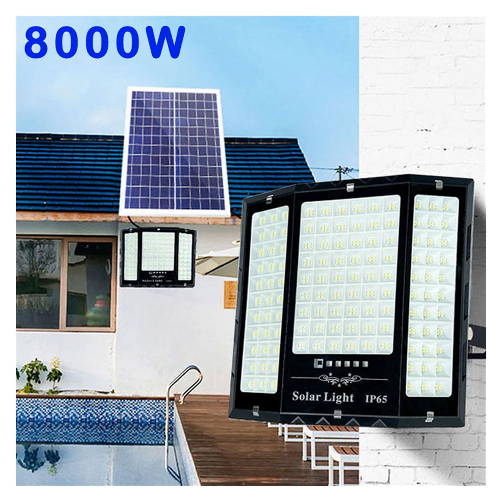 Lampa solarna zewnętrzna, 8000w słoneczna lampa halogenowa LED zasilany energią słoneczną reflektor zewnętrzny wodoodporny reflektor słoneczny ze światłami zdalnie sterowanymi