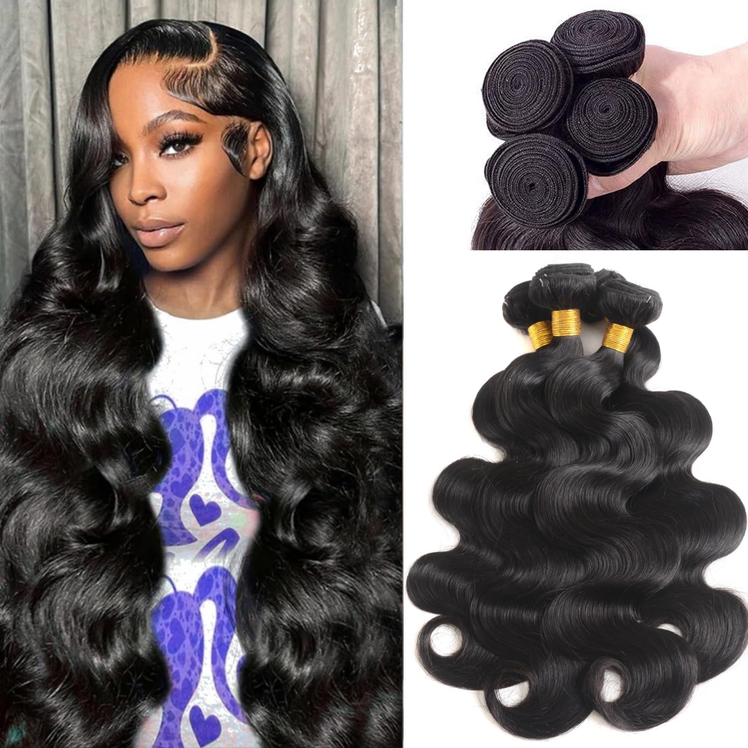 Amazon.com : Body Wave Human Hair Bundles 12a 4 Bundles 22 