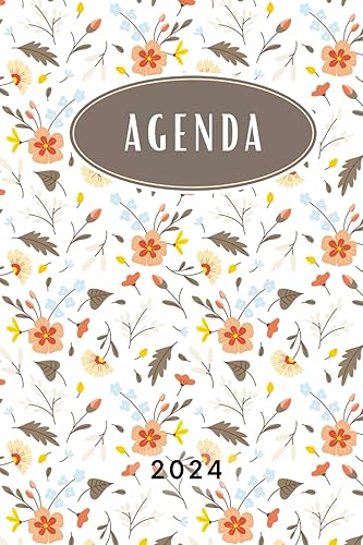 Agenda 2024: Petit format de poche, Semainier, Planificateur hebdomadaire, Format 10x15 cm, 112 pages sur papier crème 90g/m², floral