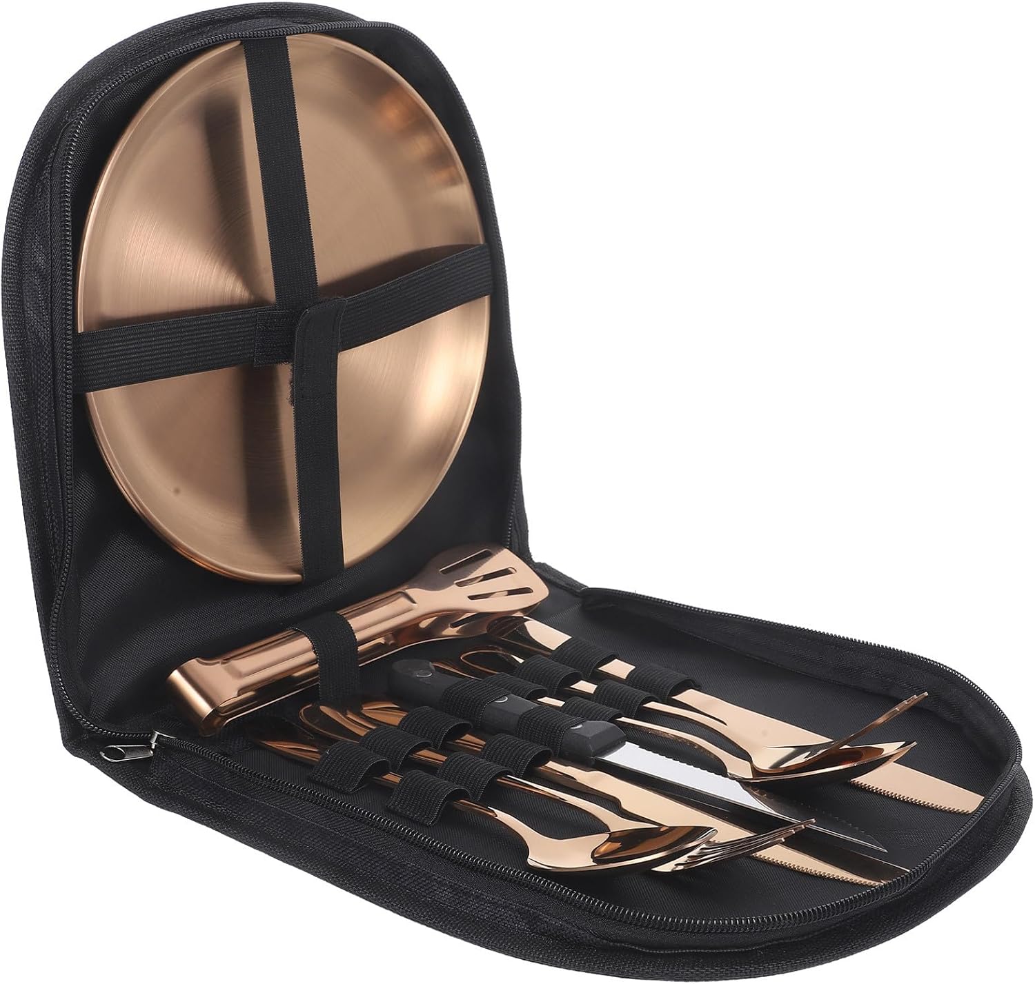 Camping Cutlery Set Stainless Steel Outdoor Flatware 10pcs Portable Utensil Kit with Storage Bag for Travel Hiking Picnic