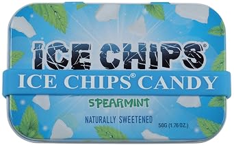 ICE CHIPS Xylitol Candy Tins 5.28 oz total (Spearmint, 3 Pack) - Includes BAND as shown