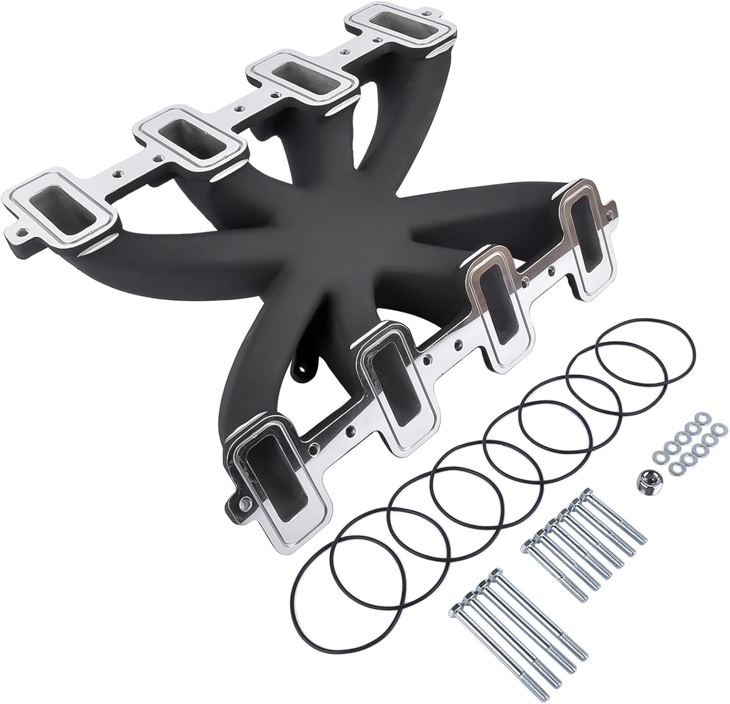 Single Plane Carb Intake Manifold Black Replacement for LS1 LS2 LS6 V8 5.7L 350 2500-7000 300-132