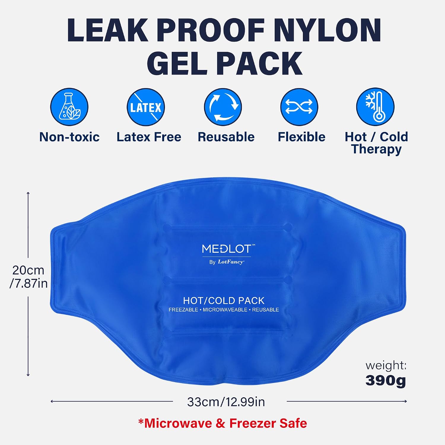 LotFancy Ice Pack Wrap for Lower Back Pain, 2 Gel Packs, Hot Cold Therapy
